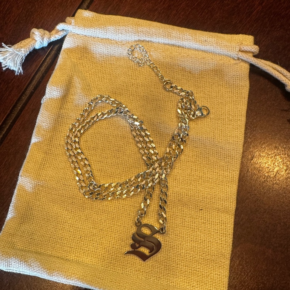 Silver Letter 'S' Pendant Necklace - Women's Jewelry